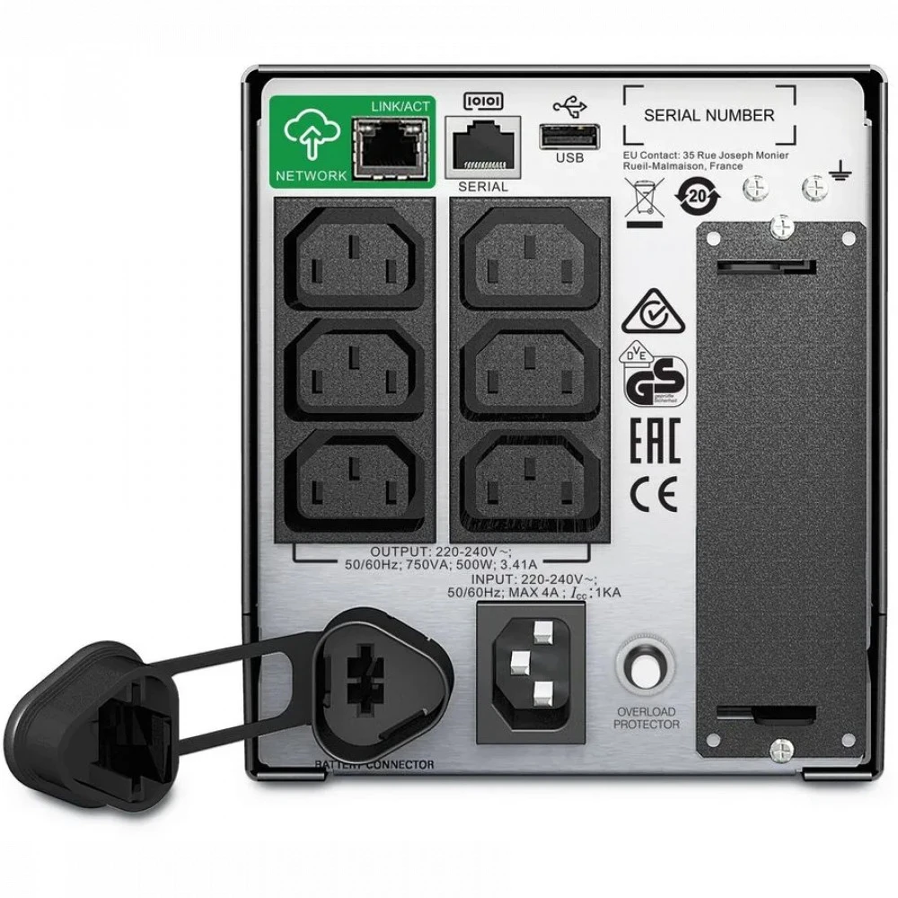 Источник бесперебойного питания APC SMT750IC Линейно-интерактивные, Напольный (Tower), 750 ВА, 500 Вт