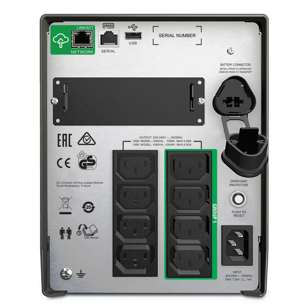 Источник бесперебойного питания APC SMT1500IC Линейно-интерактивные, Напольный (Tower), 1500 ВА, 1000 Вт