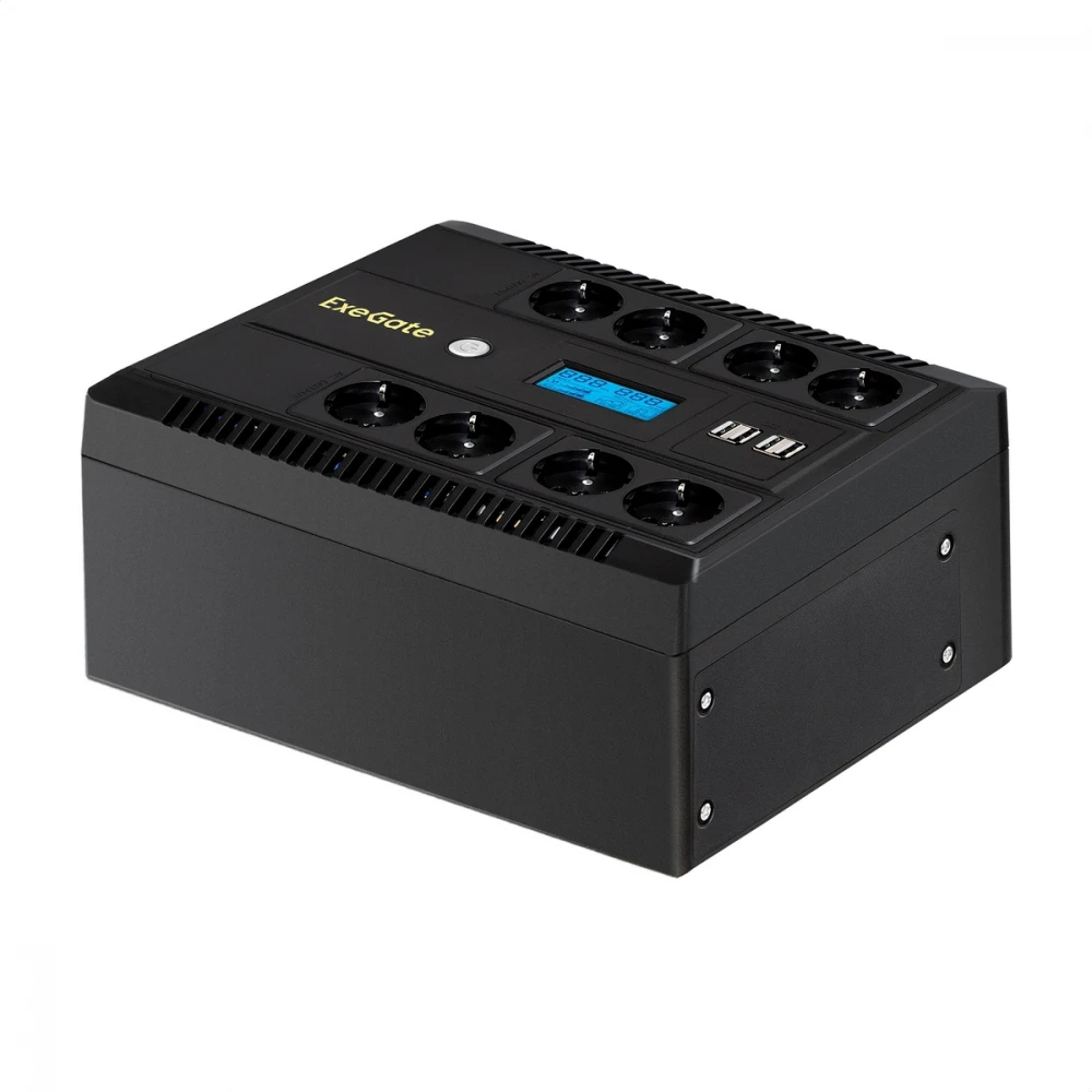 Источник бесперебойного питания ExeGate NEO Smart LHB-850.LCD.AVR.8SH.CH.RJ.USB EX295014RUS Линейно-интерактивные, Напольный (Tower), 850 ВА, 510 Вт