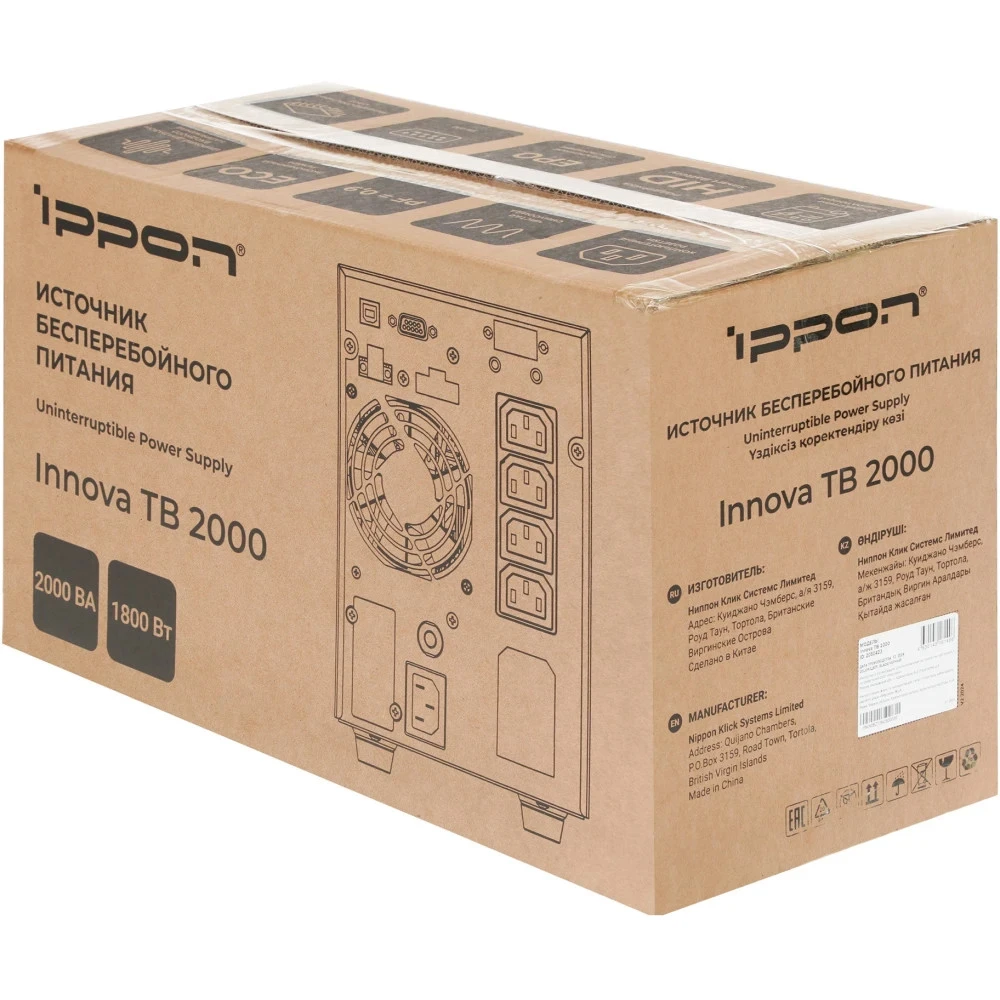 Источник бесперебойного питания IPPON Innova TB 2000 i2050423 Двойное преобразование (On-Line), Напольный (Tower), 2000 ВА, 1800 Вт