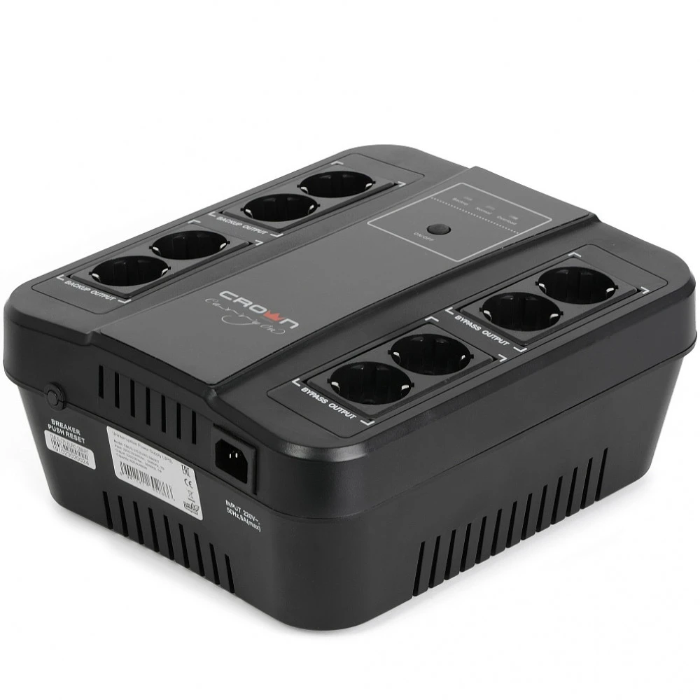 Источник бесперебойного питания CROWN micro CMUS-295 EURO SMART Линейно-интерактивные, Напольный (Tower), 1000 ВА, 600 Вт