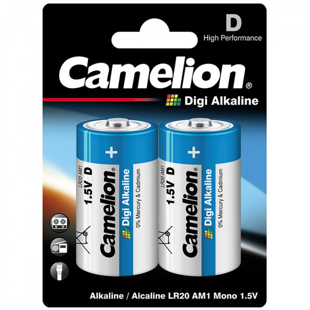 Батарейка CAMELION Digi Alkaline 1.5V 20000 mAh LR20-BP2DG