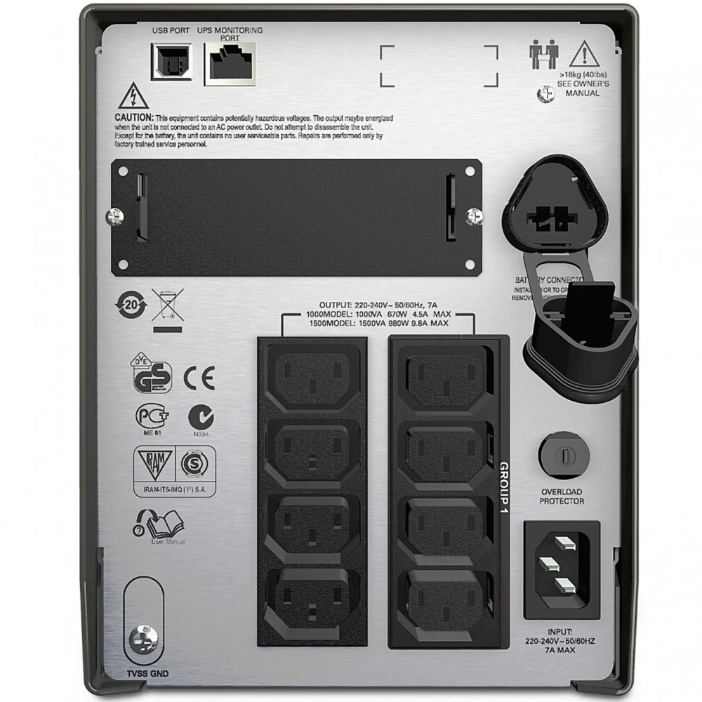 Источник бесперебойного питания APC Smart-UPS 1000VA SMT1000IC Линейно-интерактивные, Напольный (Tower), 1000 ВА, 700 Вт