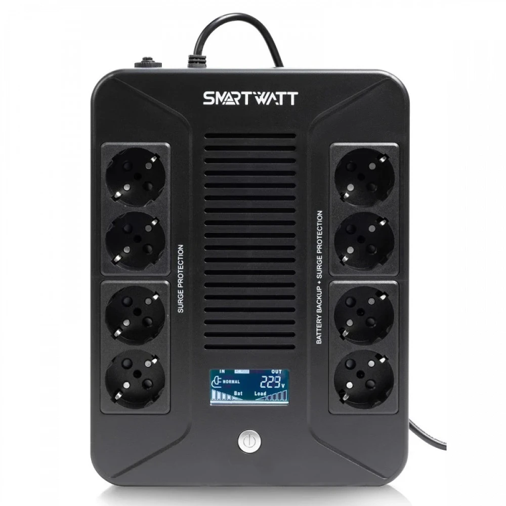 Источник бесперебойного питания SMARTWATT Safe pro LCD 3703020280001 Линейно-интерактивные, Напольный (Tower), 600 ВА, 360 Вт