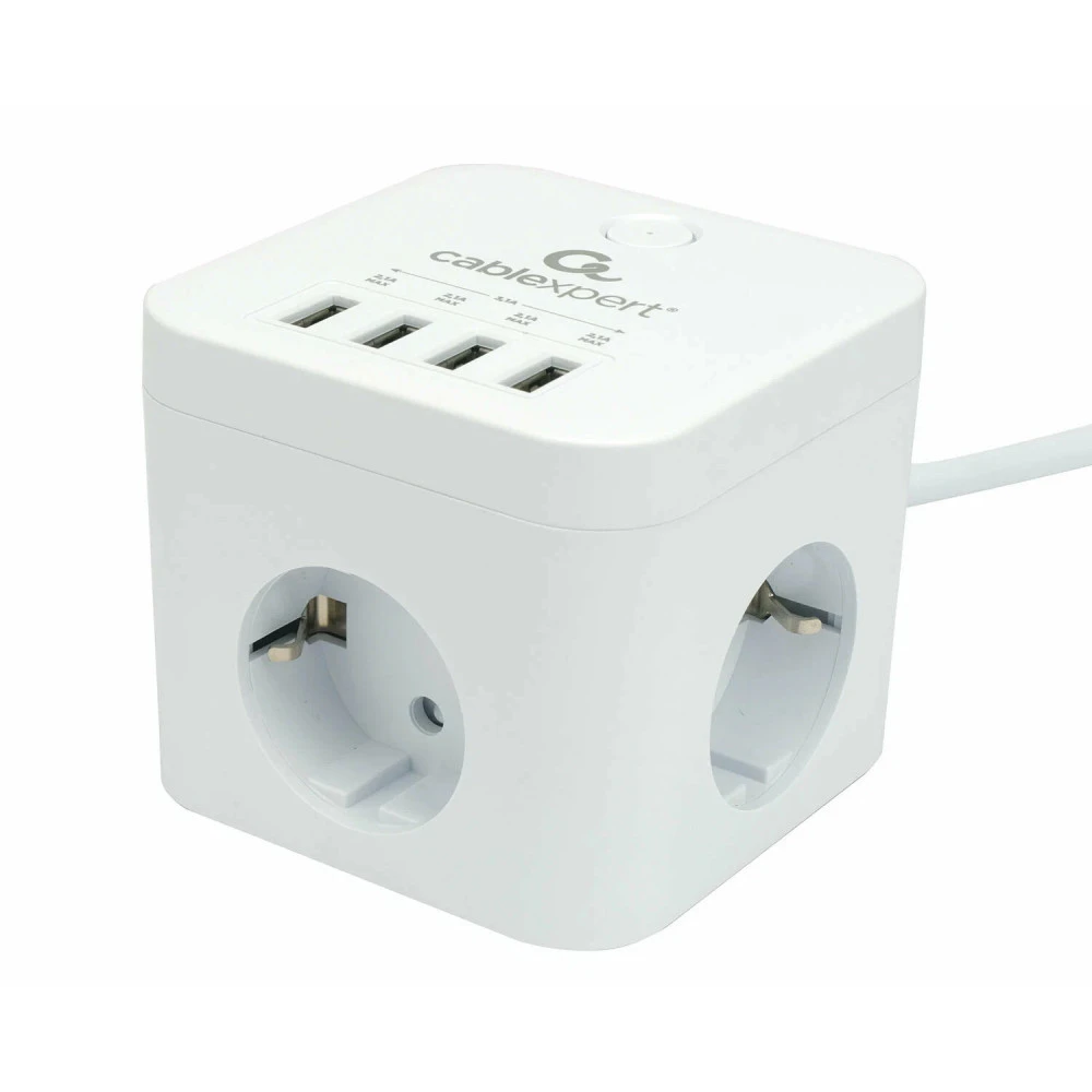 Сетевой фильтр Cablexpert CUBE-3-U4-W-1.5