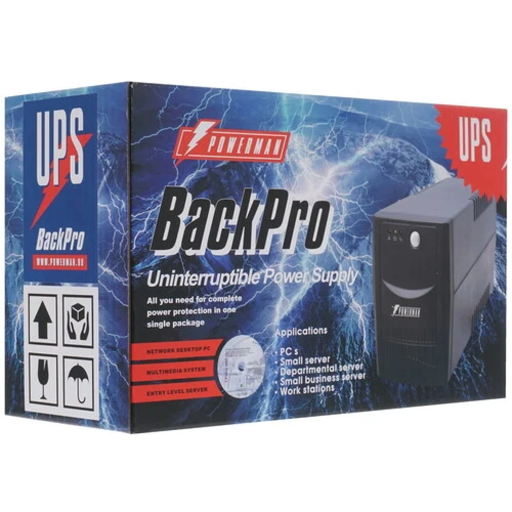 Источник бесперебойного питания Powerman BackPro 650Plus 6150950 Линейно-интерактивные, Напольный (Tower), 650 ВА, 360 Вт