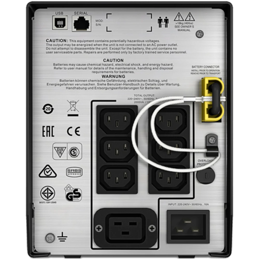 Источник бесперебойного питания APC Smart-UPS C 2000 SMC2000I Линейно-интерактивные, Напольный (Tower), 2000 ВА, 1300 Вт