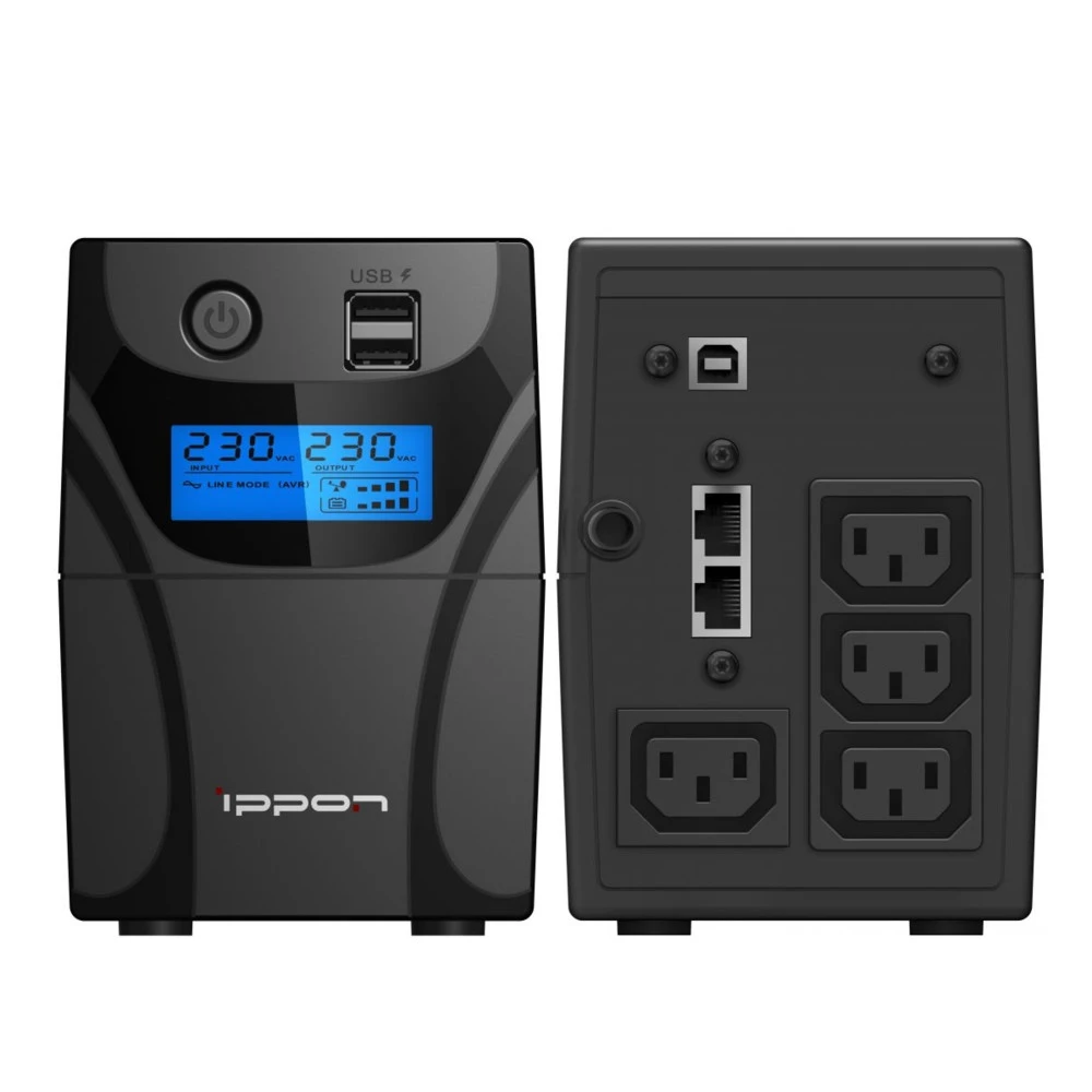 Источник бесперебойного питания IPPON Ippon Back Power Pro II 600 i1030300 Линейно-интерактивные, Напольный (Tower), 600 ВА, 360 Вт
