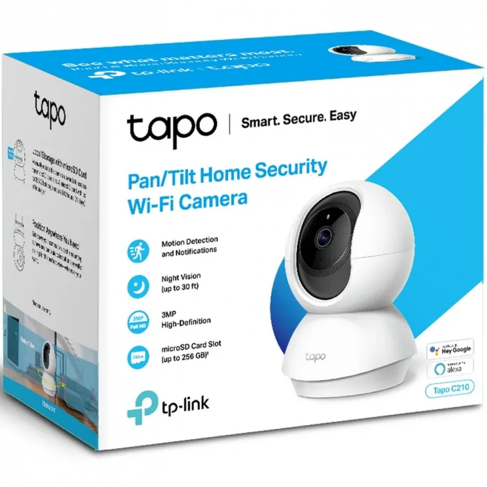 IP видеокамера TP-Link Tapo C210 Настольная, Внутренней установки, WiFi, 3.83 мм, 1/2.8", 3 Мп ~ 2304x1296