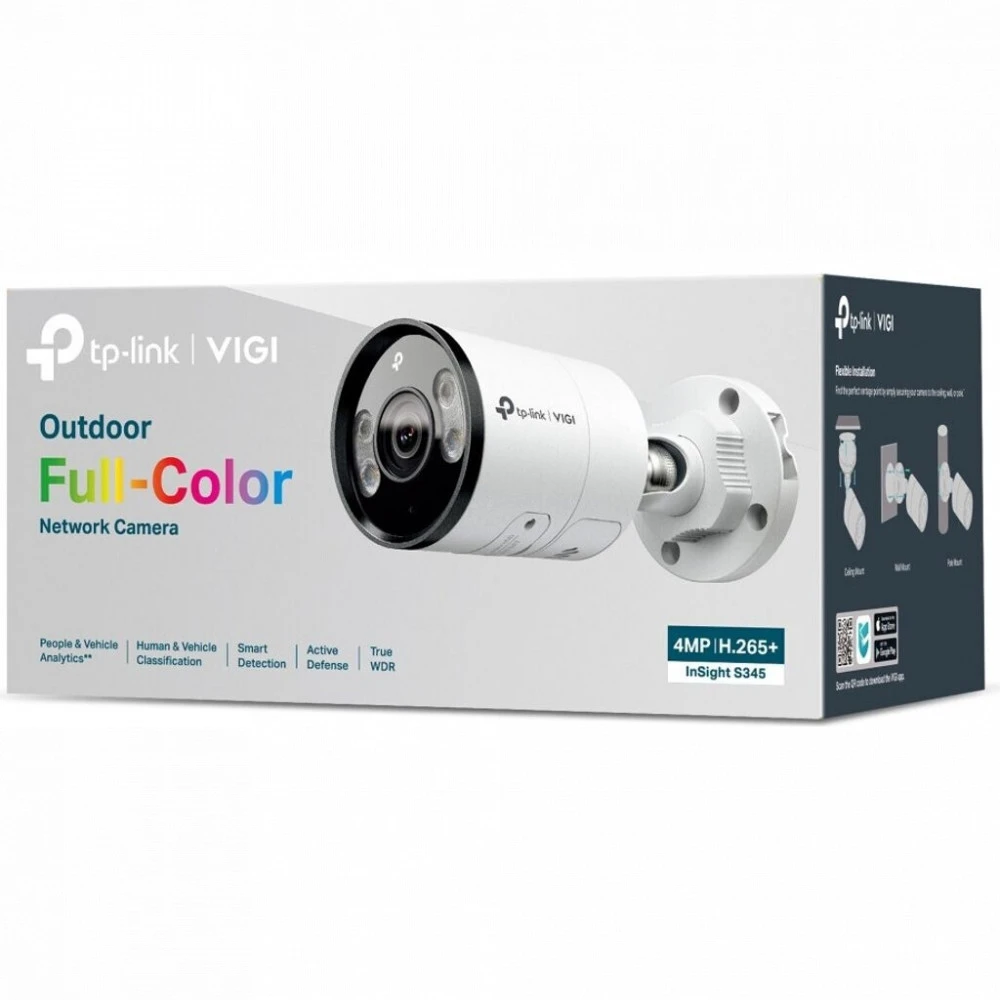 IP видеокамера TP-Link VIGI InSight S345 InSight S345(2.8mm)(UN) Цилиндрическая, Уличная, Проводная, 2.8 мм, 1/2.7", 4 Мп ~ 2688×1520