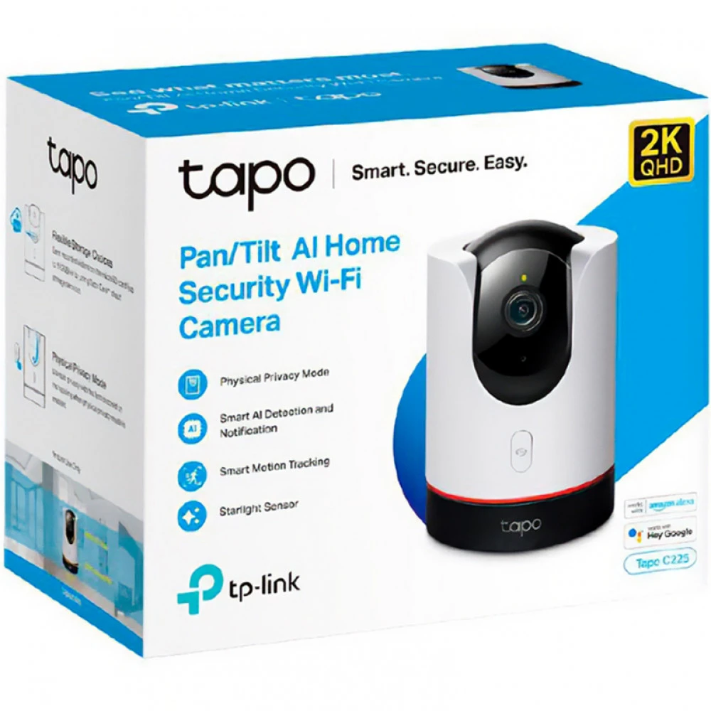 IP видеокамера TP-Link Tapo C225 Настольная, Внутренней установки, WiFi, 4 мм, 1/3", 4 Мп ~ 2560×1440 Quad HD