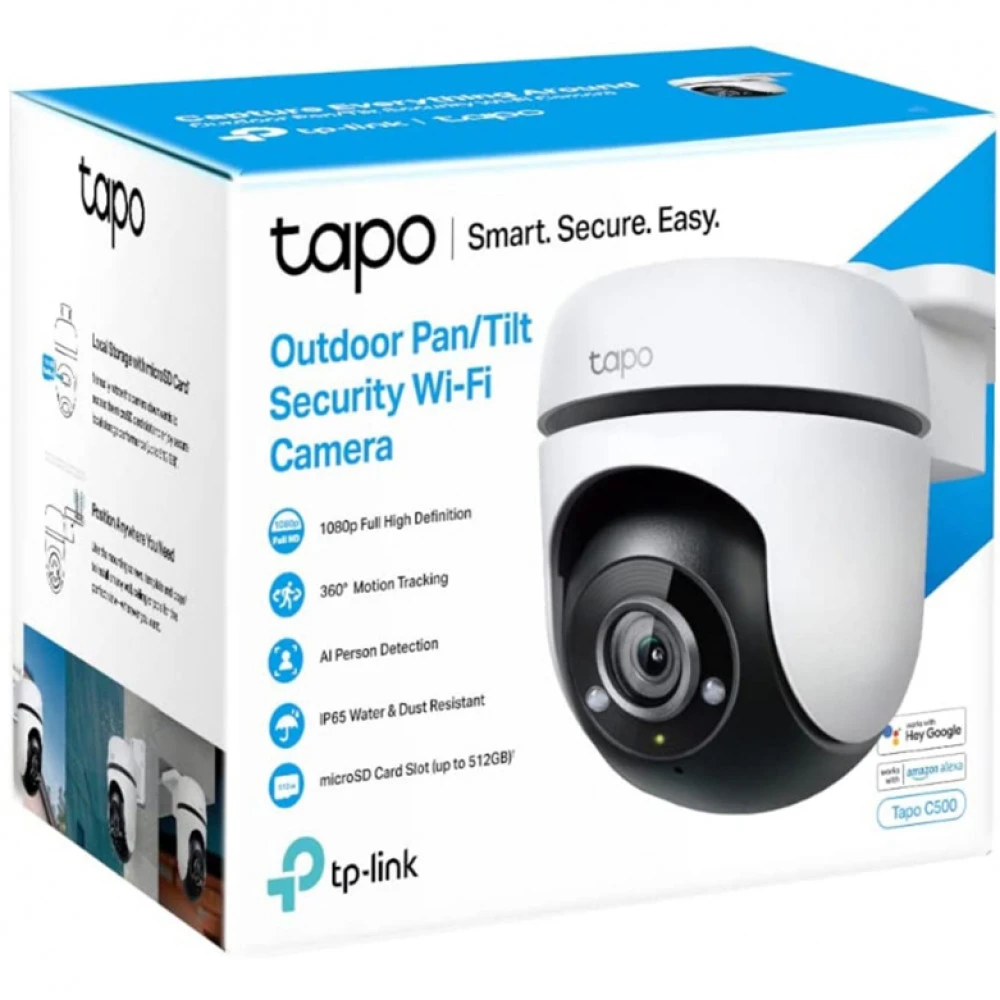 IP видеокамера TP-Link Tapo C500 PTZ-поворотная, Уличная, WiFi, 3.9 мм, 1/3", 2 Мп ~ 1920×1080 Full HD