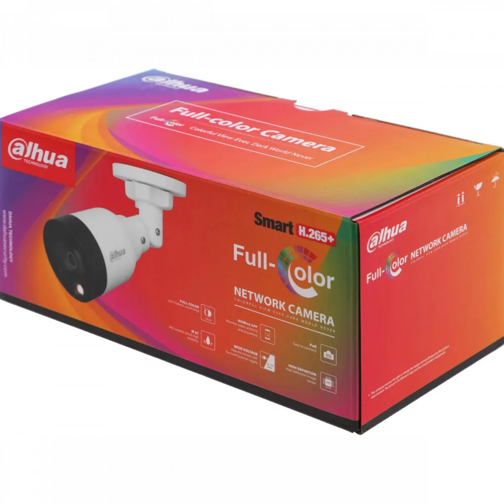 IP видеокамера Dahua DH-IPC-HFW1239S1P-LED-0280B-S5-QH2 Цилиндрическая, Уличная, Проводная, 2.8 мм, 1/2.8", 2 Мп ~ 1920×1080 Full HD