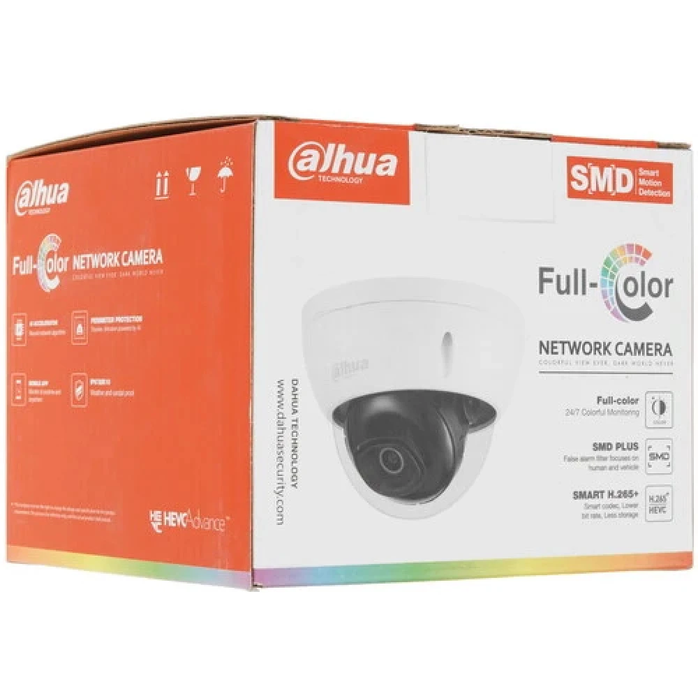 IP видеокамера Dahua DH-IPC-HDBW3249EP-AS-NI-0360B Купольная, Уличная, Проводная, 3.6 мм, 1/2.8", 2 Мп ~ 1920×1080 Full HD
