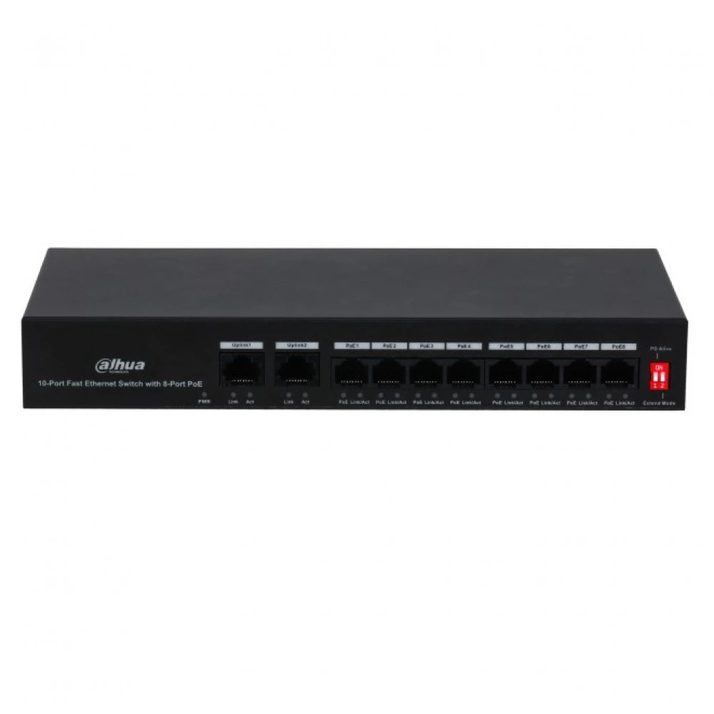 Коммутатор Dahua DH-PFS3010-8ET-65 100 Base-TX (100 мбит/с)