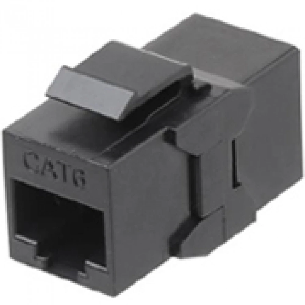 Инструмент для монтажа СКС Hyperline Проходной адаптер (coupler) RJ-45(8P8C) формата Keystone Jack категория 6 4 пары черный CA2-KJ-C6-BK