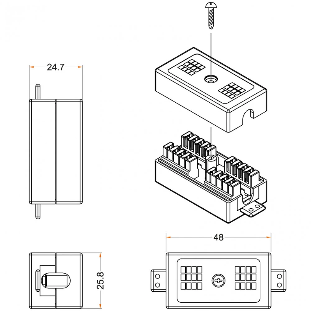 Инструмент для монтажа СКС Hyperline Проходной адаптер (coupler) Dual IDC категория 5e 4 пары CA-IDC-C5E-WH