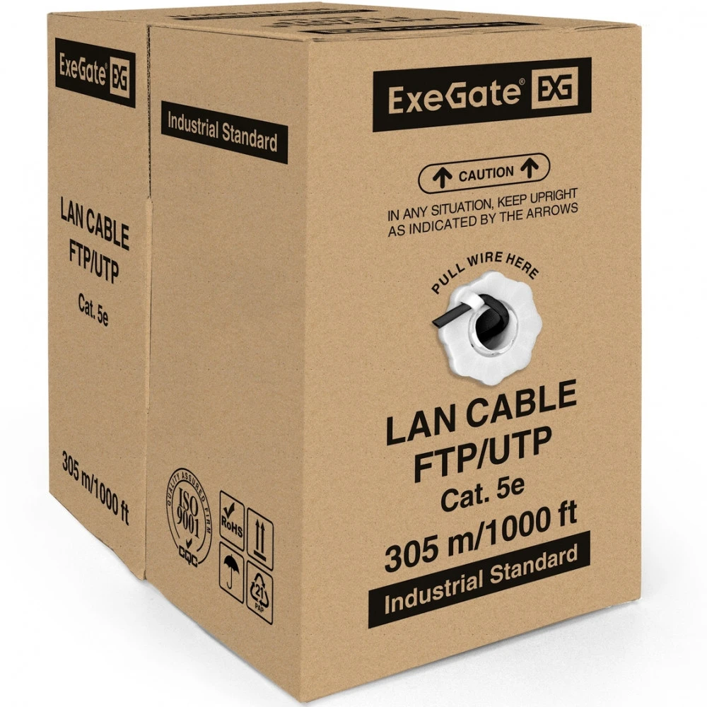 Кабель витая пара ExeGate Кабель FTP 4 пары кат.5e бухта 305м EX256750RUS