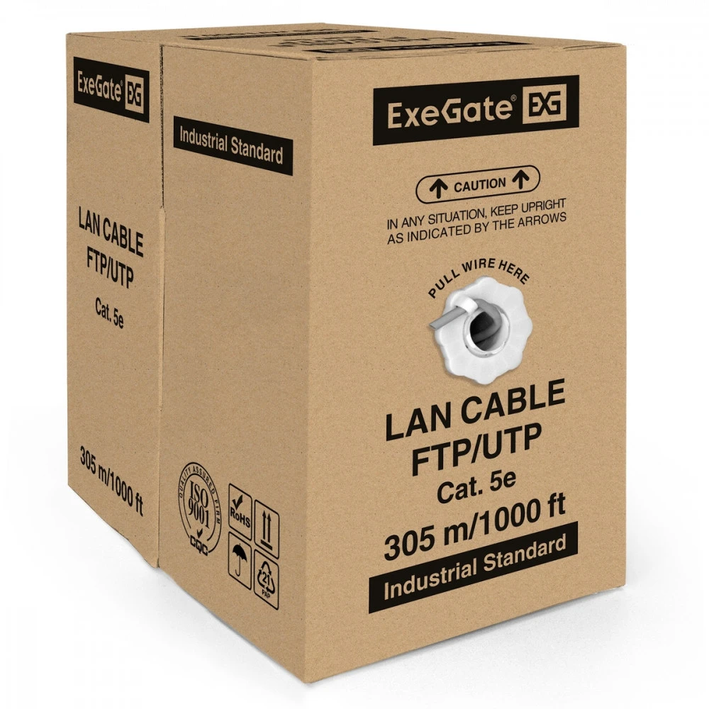 Кабель витая пара ExeGate UTP-2-C5e-CU-S24-IN-PVC-GY-305 EX281821RUS