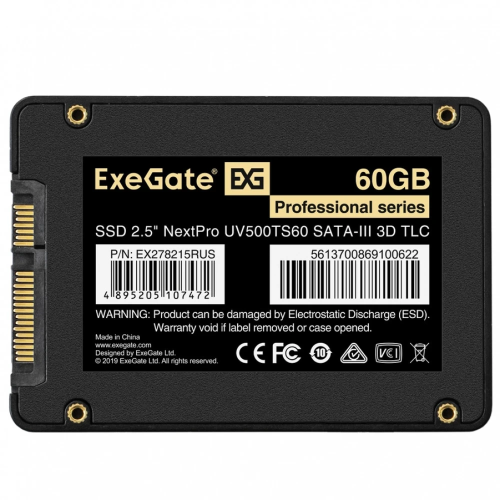 Жесткий диск ExeGate EX278215RUS SSD (твердотельные), 60 ГБ, 2.5 дюйма, SATA