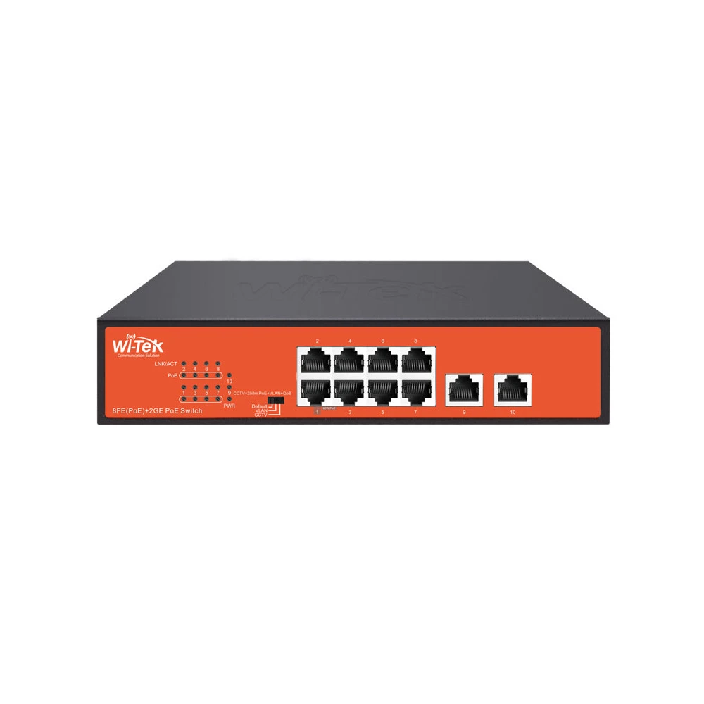 Коммутатор Wi-Tek WI-PS210G v4 100 Base-T (100 мбит/с)