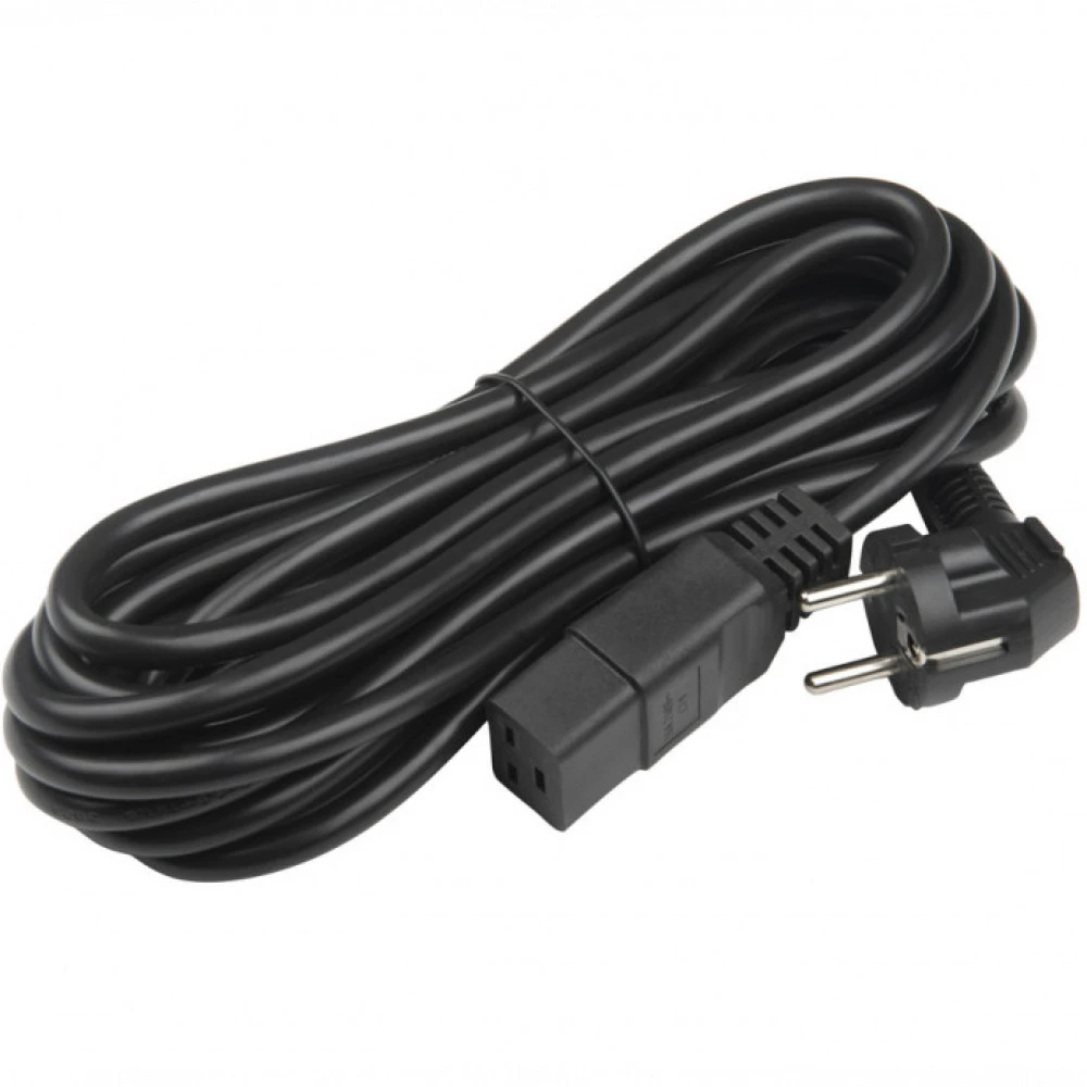 Опция для ИБП Hyperline Кабель питания (Schuko+C19) (3x1.5) 16A угловая вилка 5м PWC-IEC19-SHM-5.0-BK