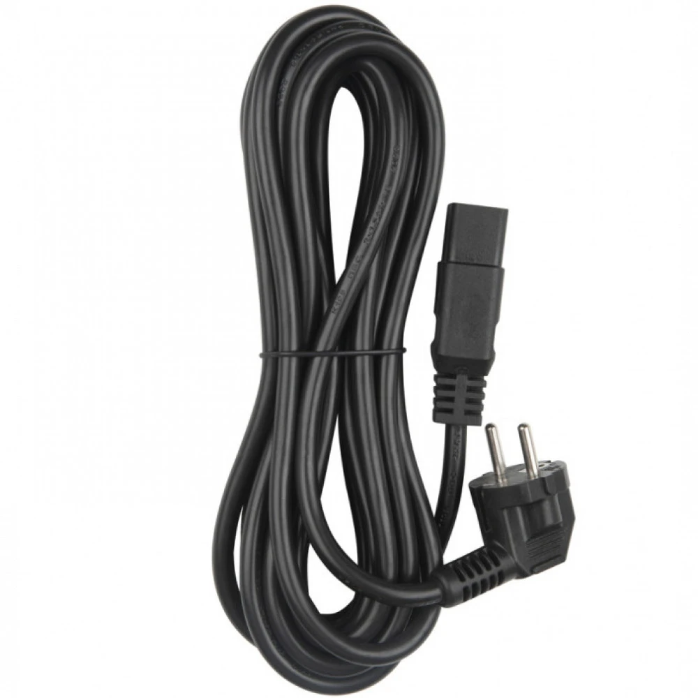 Опция для ИБП Hyperline Кабель питания (Schuko+C19) (3x1.5) 16A угловая вилка 5м PWC-IEC19-SHM-5.0-BK