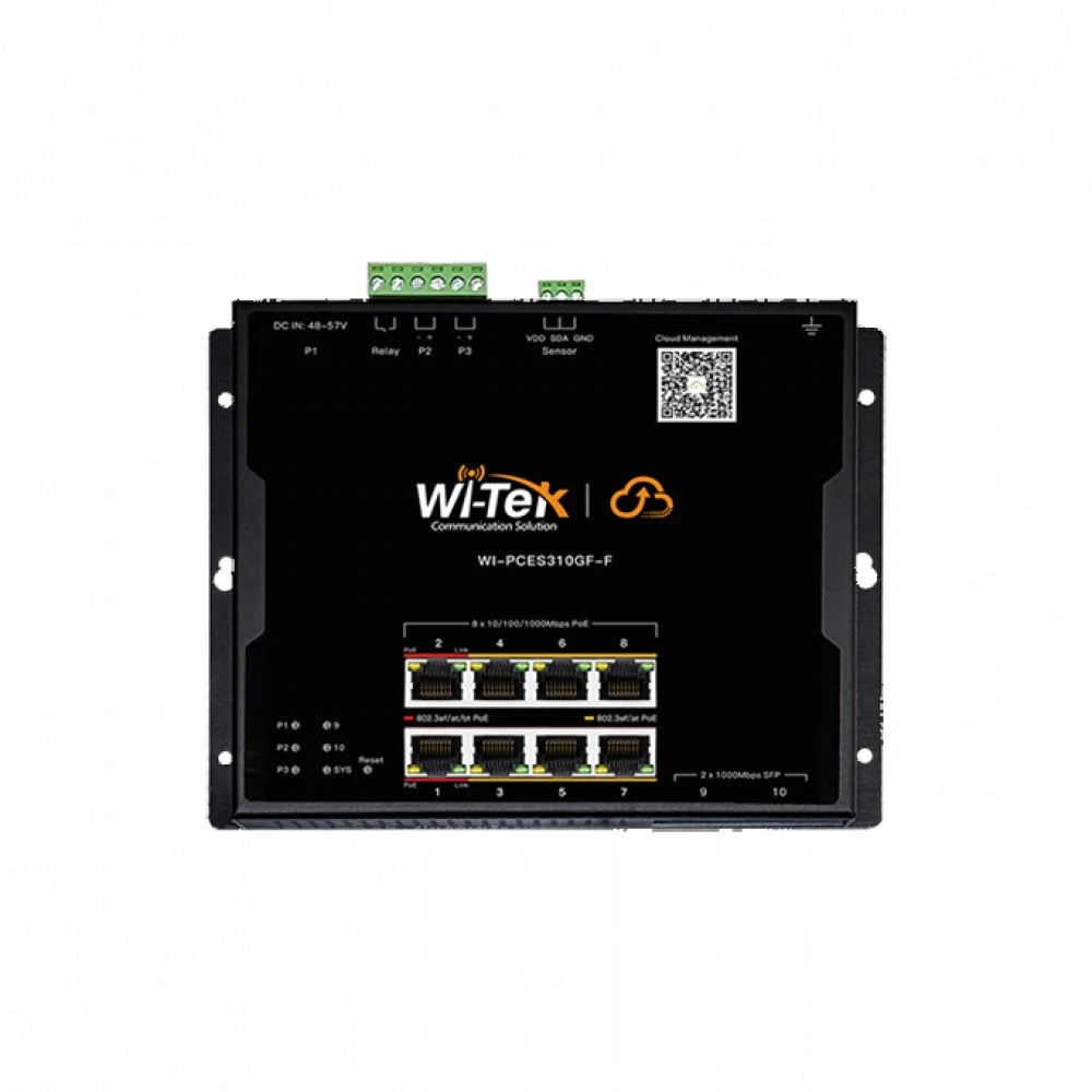 Коммутатор Wi-Tek WI-PCES310GF-F 1000 Base-T (1000 мбит/с), 2 SFP порта