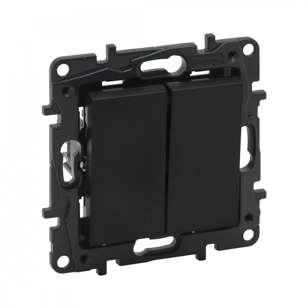 Legrand Выключатель двухклавишный Niloe Step 10А авт.клеммы Чёрный 863505