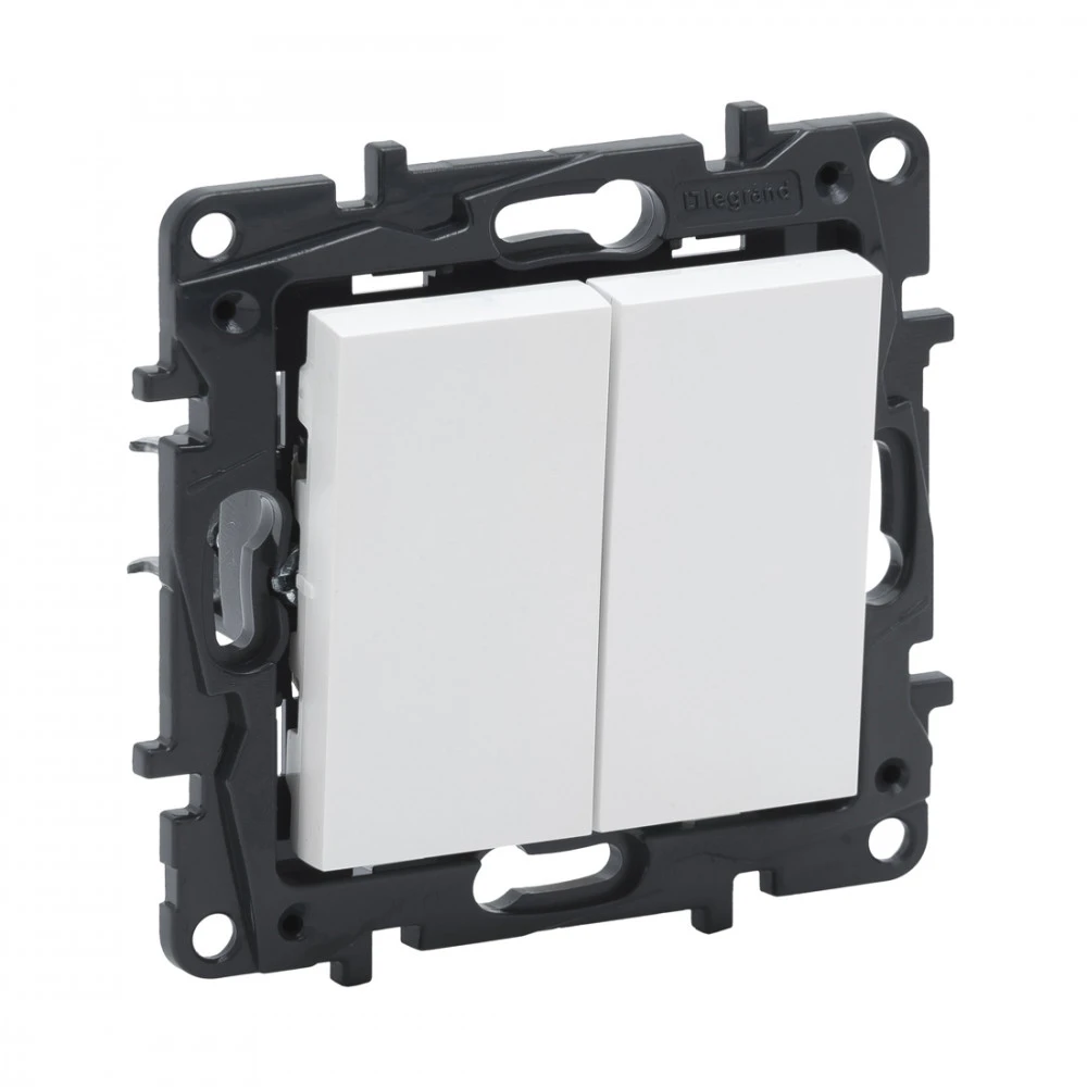 Legrand Переключатель двухклавишный Niloe Step 10А авт.клеммы Белый 863108