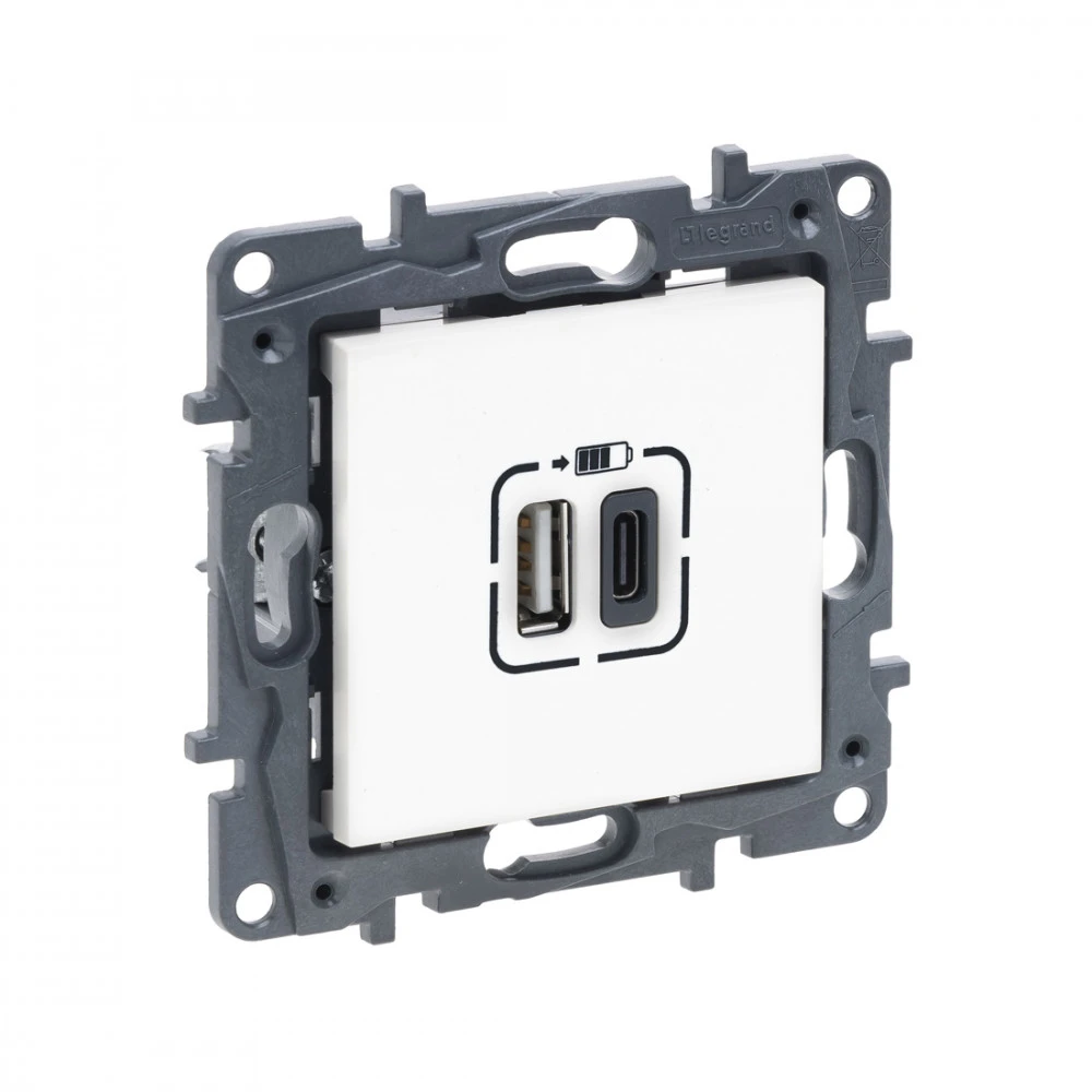 Сетевая розетка Legrand Розетка USB, Niloe Step, 863140, Тип А+C 12Вт+15Вт 5В Белый