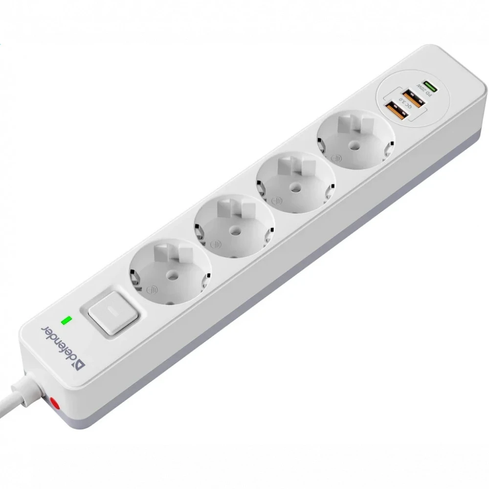Сетевой фильтр Defender DFS-143 White 99434