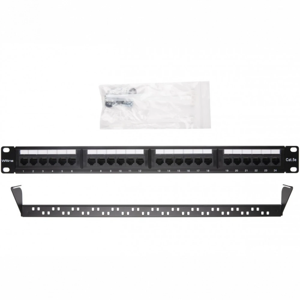 Патч-панель WRline Патч-панель 19" (1U) 24 порта RJ-45 WR-PL-24-C5E-D 24 порта, UTP, Cat. 5e