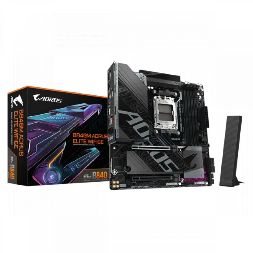 Материнская плата Gigabyte B840M AORUS ELITE WIFI6E Micro-ATX, AMD AM5
