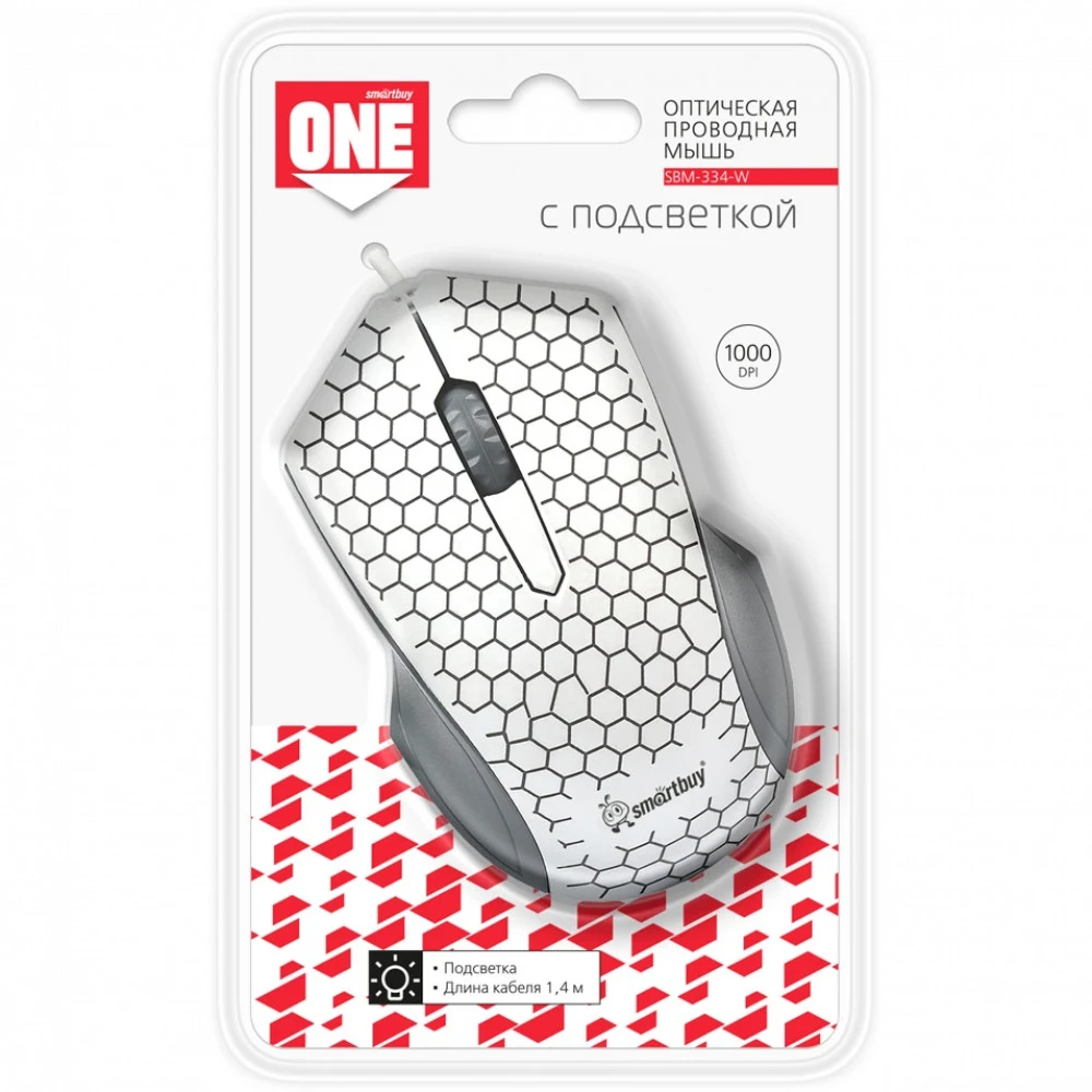 Мышь SmartBuy ONE 334 White SBM-334-W Бюджетные, Проводная