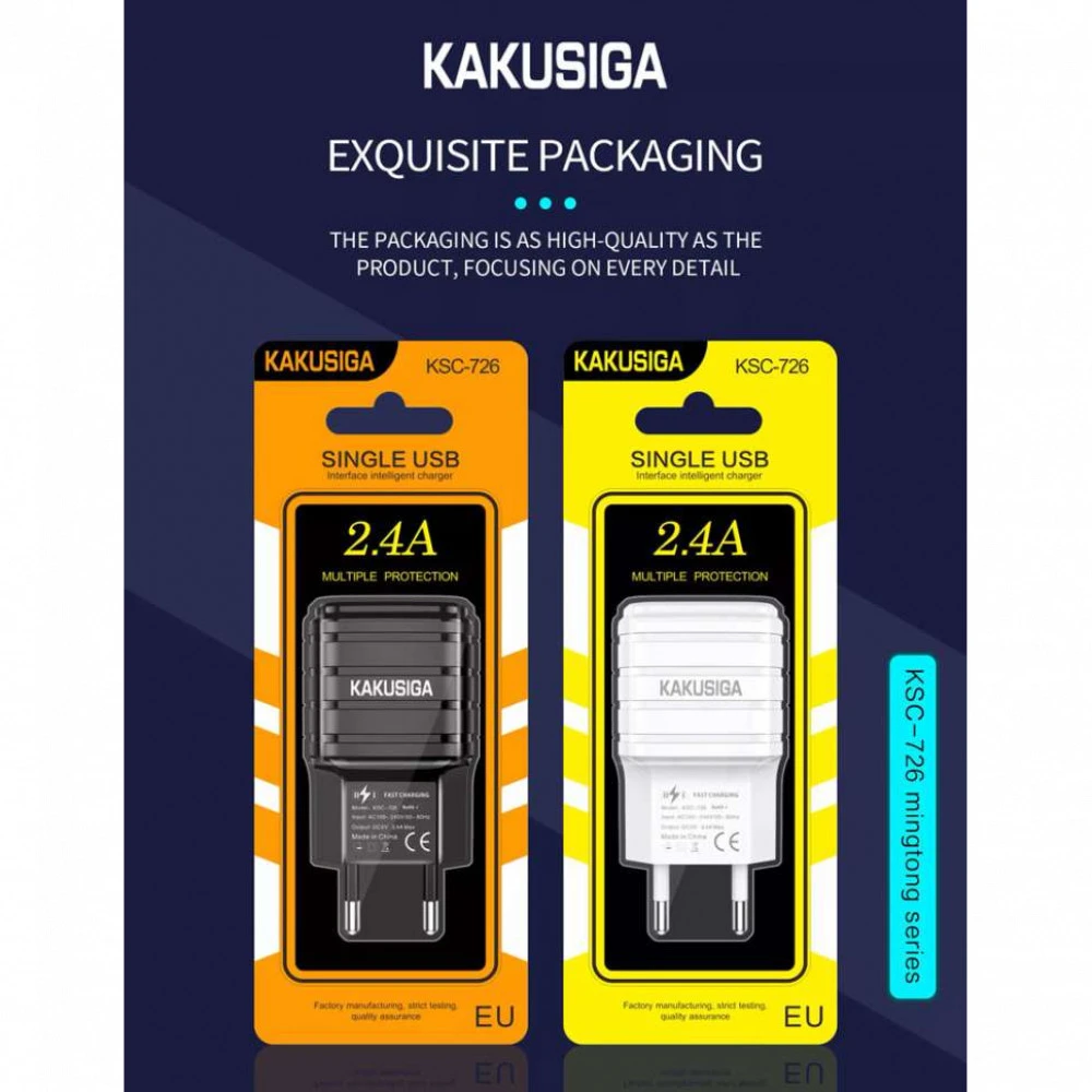 NO NAME Адаптер Евровилка 220V на 1xUSB 2.4A/5V (KSC-726) KAKU 0013152