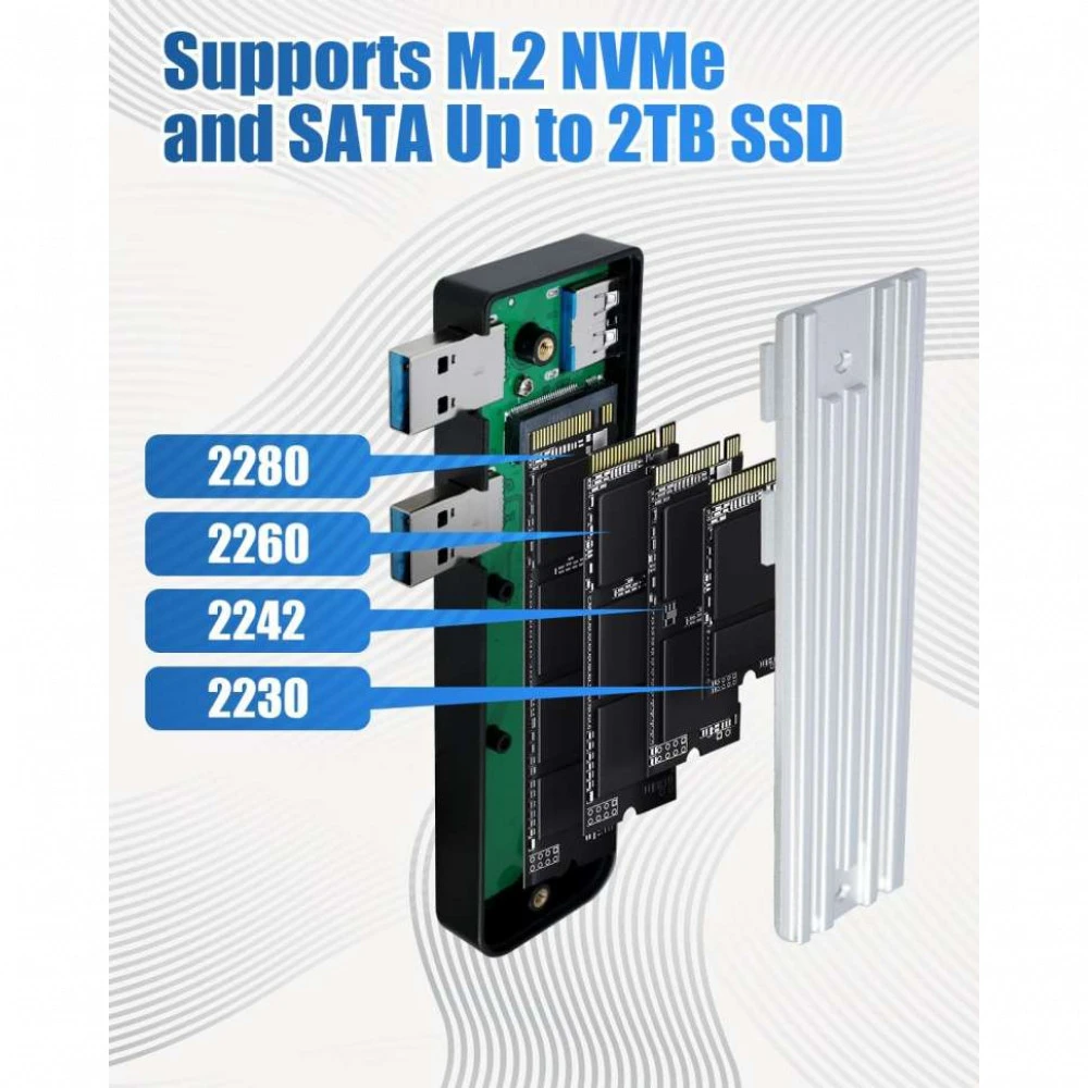Аксессуар для жестких дисков NO NAME Корпус для установки M.2 SSD накопителя NVME M-Key (USB 3.0) в PlayStation5 0013709