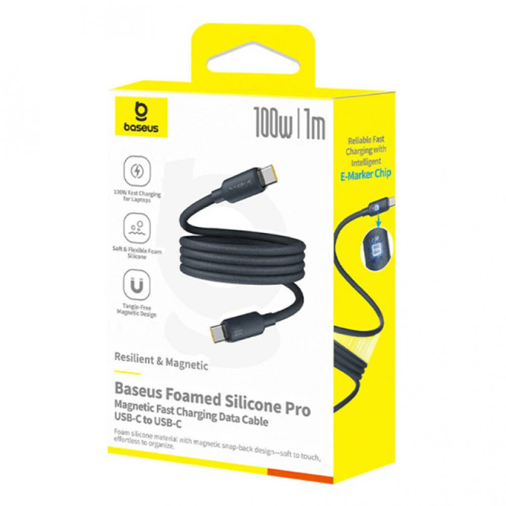 Кабель интерфейсный Baseus Foamed Silicone Pro Magnetic USB-C to USB-C 100W Black E0426D00 USB Type C - USB Type C