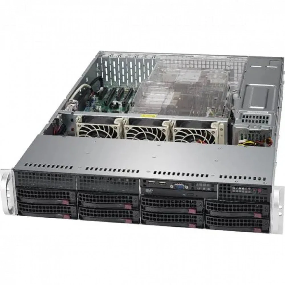 Сервер Supermicro CSE-825TQC-R1K03B 2U825X14-001-1 2U Rack, Xeon 6710E, 2400 МГц, 64, 96, SFF 2.5", 4, 1x 960 ГБ