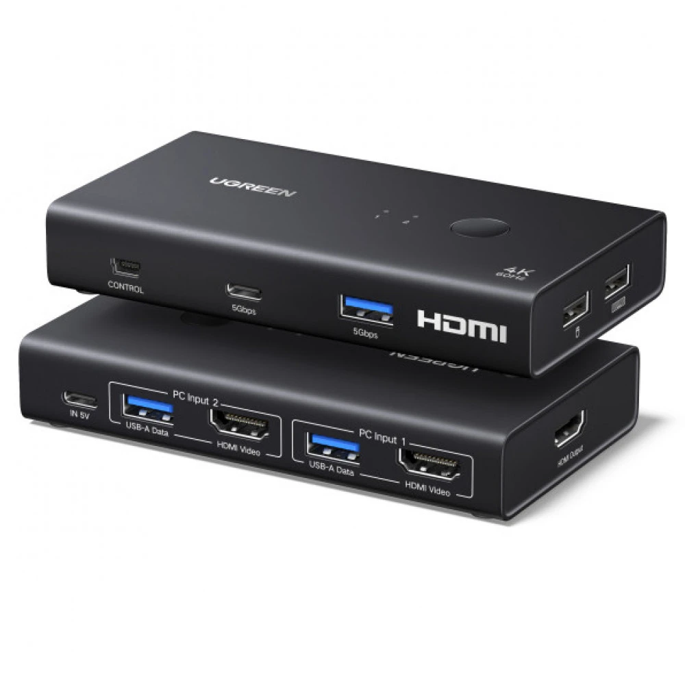 Аксессуар для ПК и Ноутбука UGREEN KVM Switch HDMI+USB 3.0, 2 входа, 1 выход 0014525