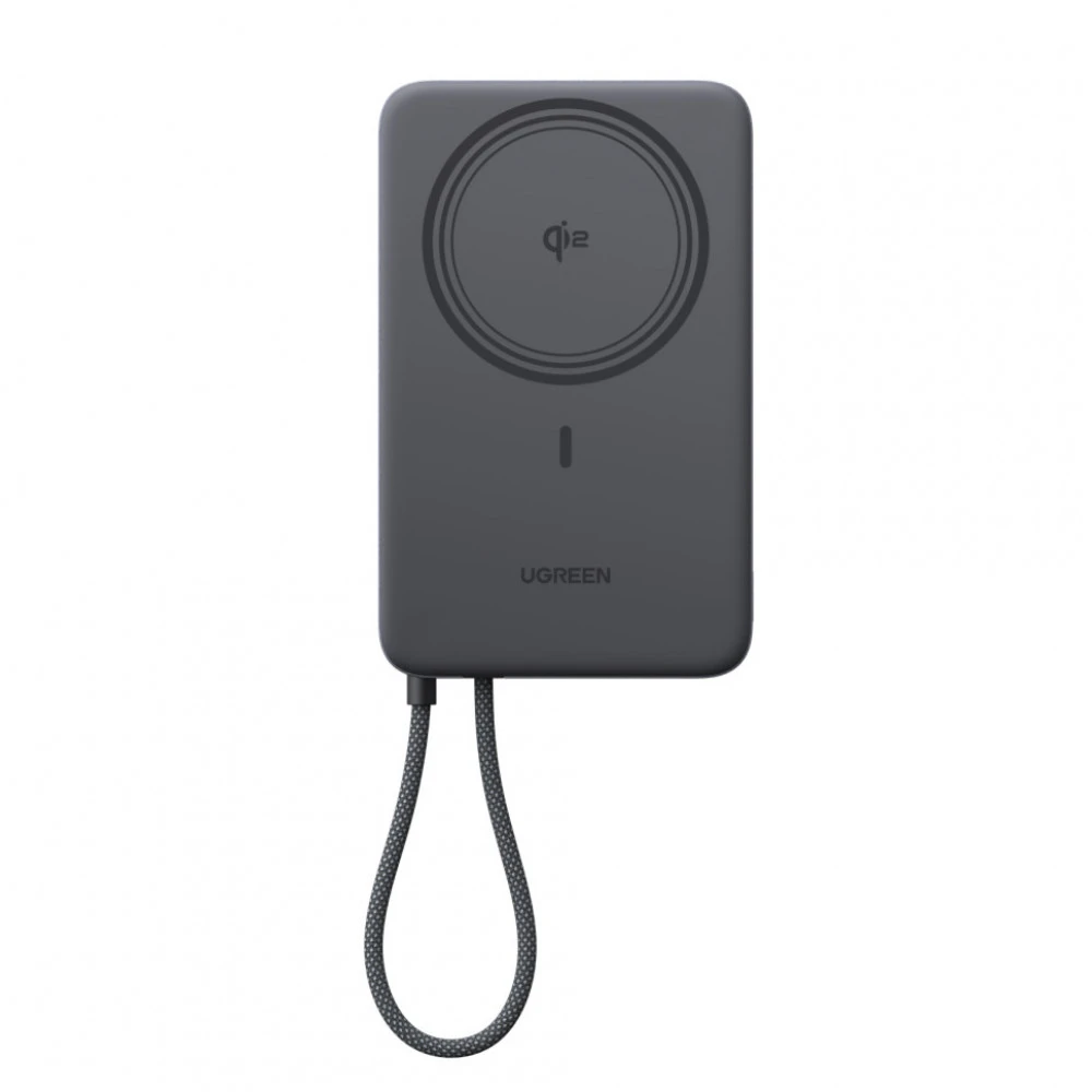 Внешний аккумулятор (Power Bank) UGREEN MagFlow Air Qi2 65839B 10000 мАч, Черный