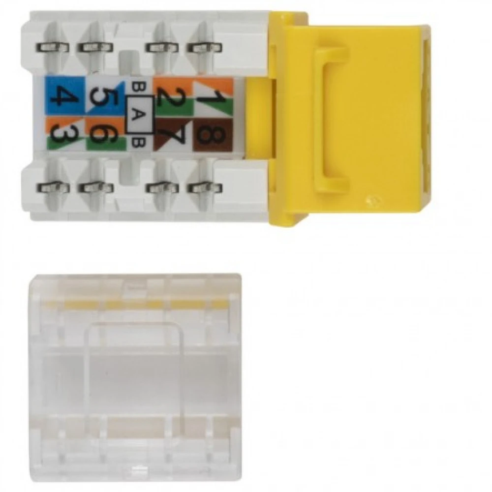 Модуль Hyperline Вставка Keystone Jack RJ-45(8P8C) категория 6 110 IDC заделка с помощью E-TOOL желтая KJE-8P8C-C6-90-YL