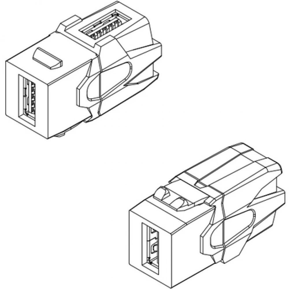 Кабельный канал Hyperline Вставка формата Keystone Jack с проходным адаптером USB 3.0 (Type A) 90 градусов KJ1-USB-VA3-BK