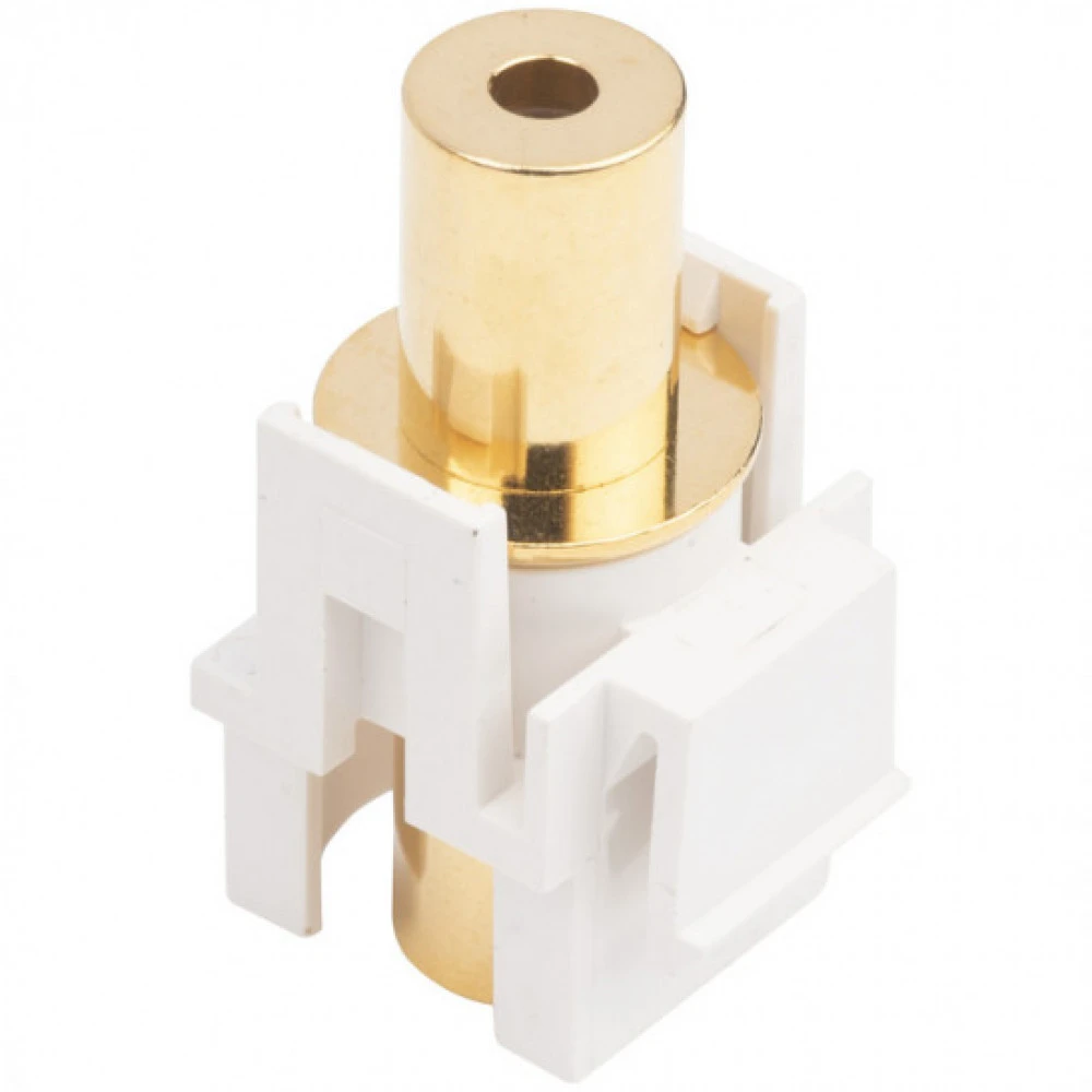 Модуль Hyperline Модуль формата Keystone Jack с проходным адаптером TRS 3.5 мм gold plated ROHS белый KJ1-TRS-D3.5G-WH