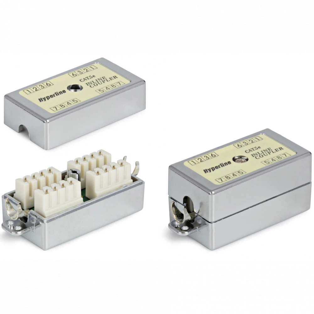 Инструмент для монтажа СКС Hyperline Проходной адаптер (coupler) Dual IDC категория 5e 4 пары экранированный CA-IDC-C5e-SH-F-WH
