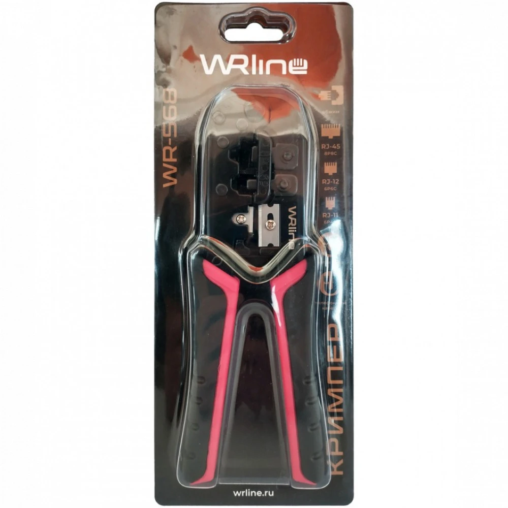 Инструмент для монтажа СКС WRline Кримпер для RJ-45 (8Р8С), RJ-11/12 (6Р6С, 6Р4С, 6Р2С) WR-568