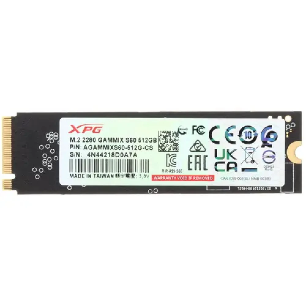 Жесткий диск ADATA XPG GAMMIX S60 AGAMMIXS60-512G-CS SSD (твердотельные), 512 ГБ, M.2, PCIe