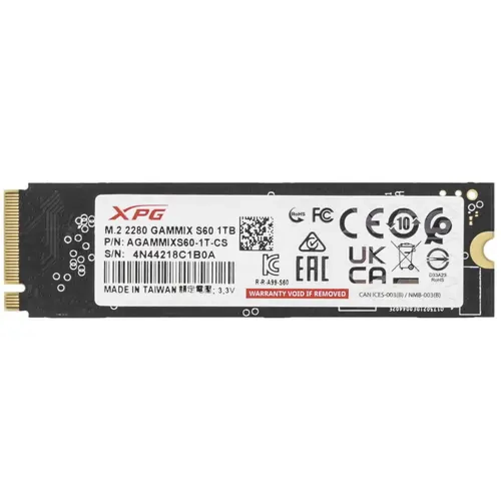 Жесткий диск ADATA XPG GAMMIX S60 BLADE AGAMMIXS60-1T-CS SSD (твердотельные), 1 ТБ, M.2, PCIe
