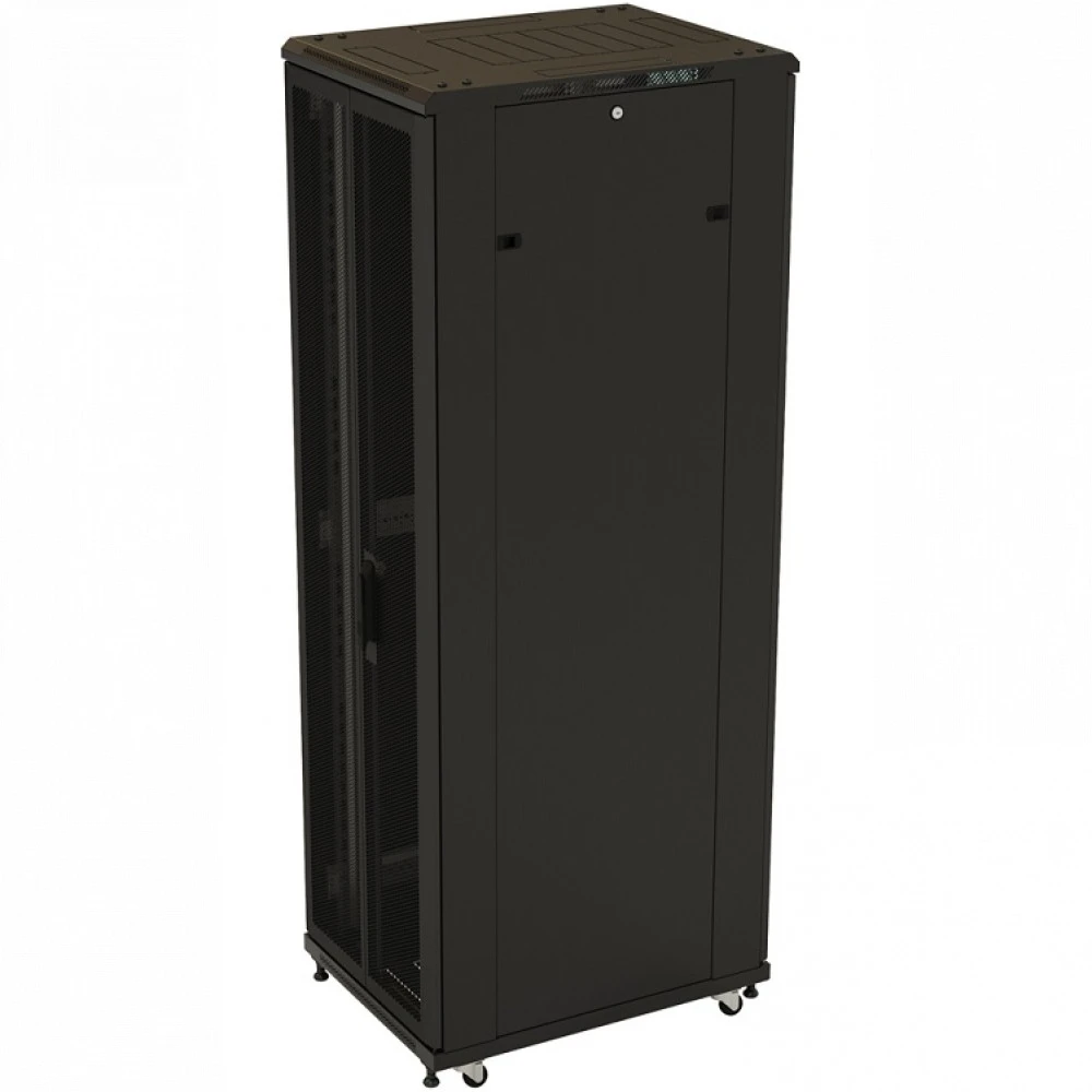 Серверный шкаф Hyperline Шкаф серверный напольный 47U 800x1000мм пер.дв.перфор. задн.дв.перфор. 2 бок.пан. 800кг черный 910мм DR-TTB-D-47U-RAL9004