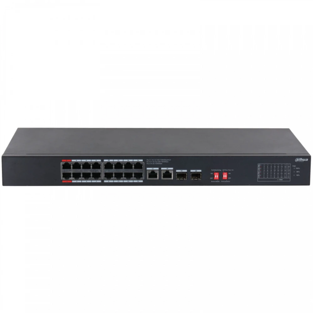 Коммутатор Dahua DH-S3220-16GT-240 1000 Base-T (1000 мбит/с), 2 SFP порта